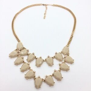 3/$30 CAFE AU LAIT NUDE CREAM NECKLACE STATEMENT GOLD TONE CURB CHAIN